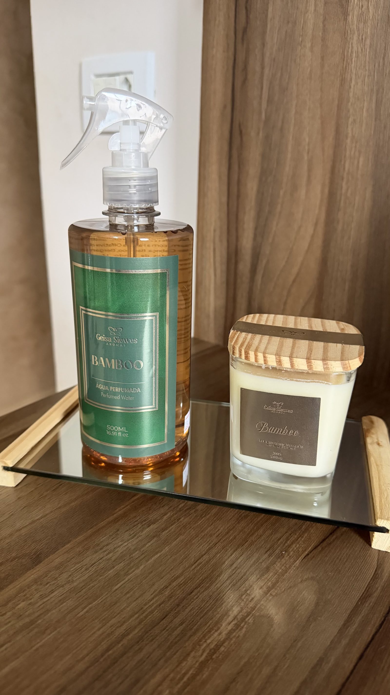 Vela aromática e home spray Bamboo Geisa Siewes Aromas